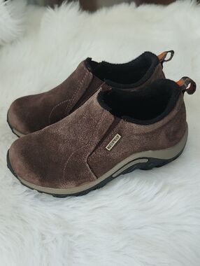 MERRELL Waterproof Brown Suede Slip-On Shoes, 11,5